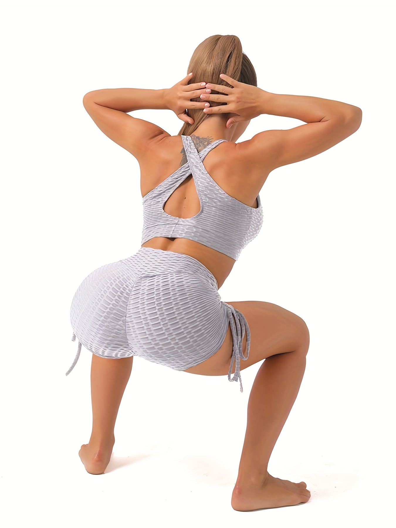 Women's Activewear: Sexy V neck Honeycomb Yoga Sports Bra - Temu Canada