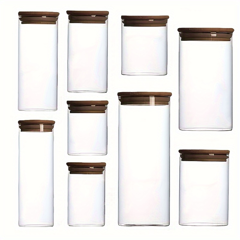Natural Glass Jars Set Airtight Food Containers with Bamboo Lids