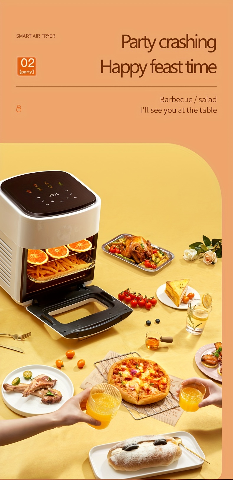 1pc Visual Air Fryer, 1.19gal Air Fryer Oven, Smart Cooking Program, Large  Capacity Multi-function Electric Fryer, Household Electronic Touch Control