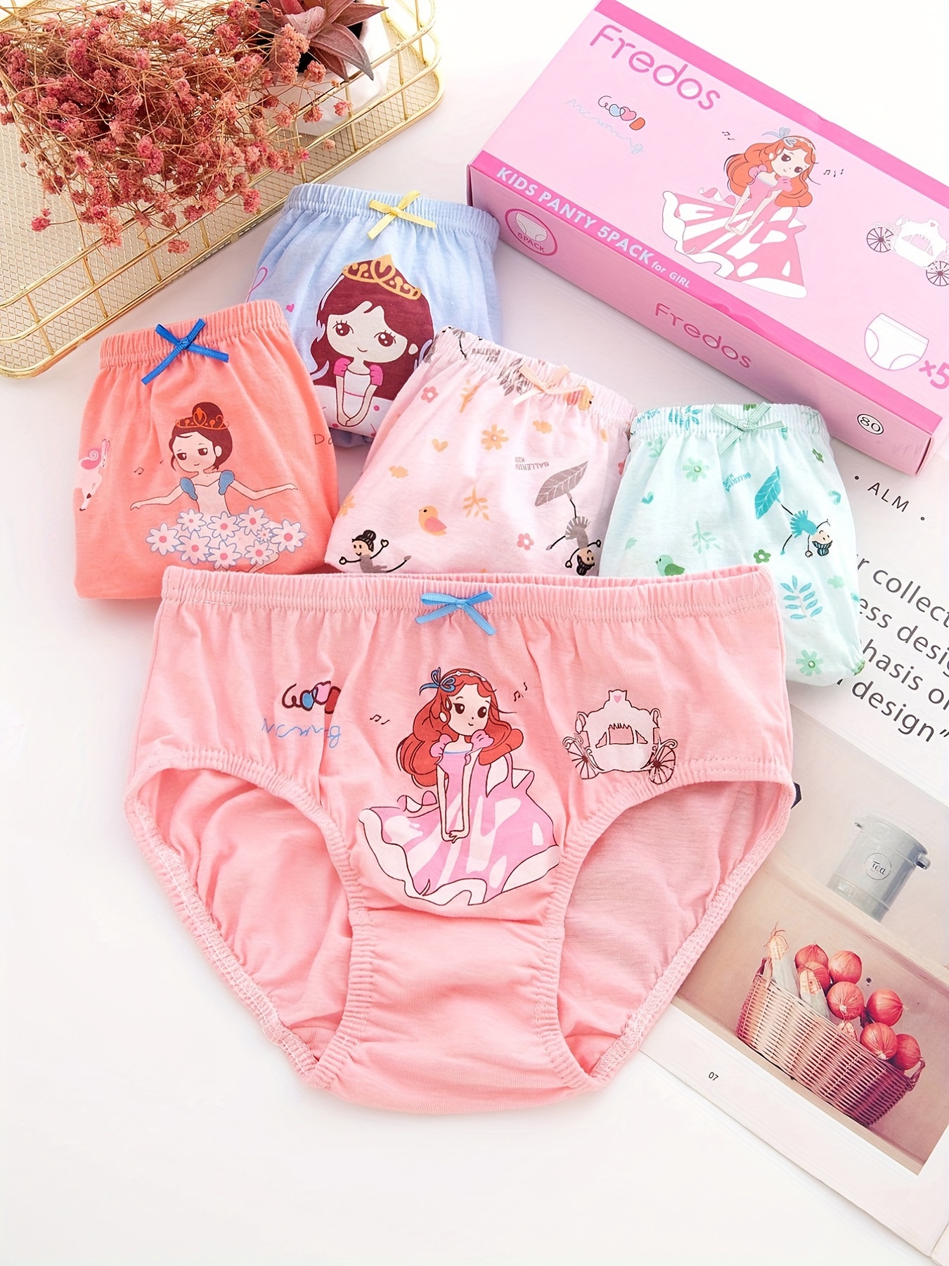 6 Packs Kids Girls Colorful Panties Briefs Cute Horse Printed Underwear  2-7Y