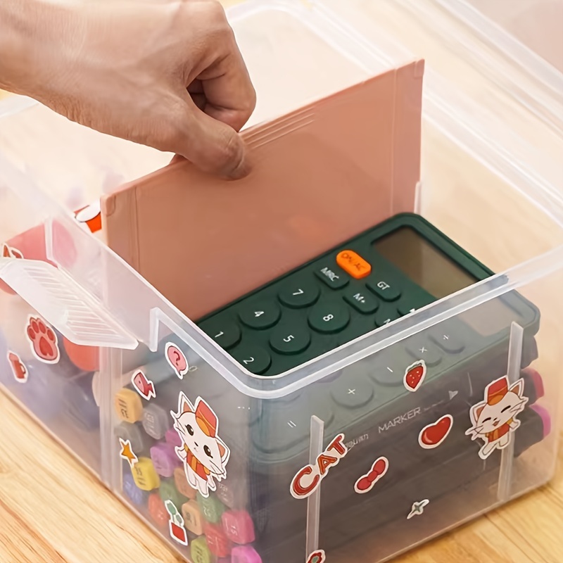 Desktop Cute Storage Box With Diy Stickers Double Decker - Temu