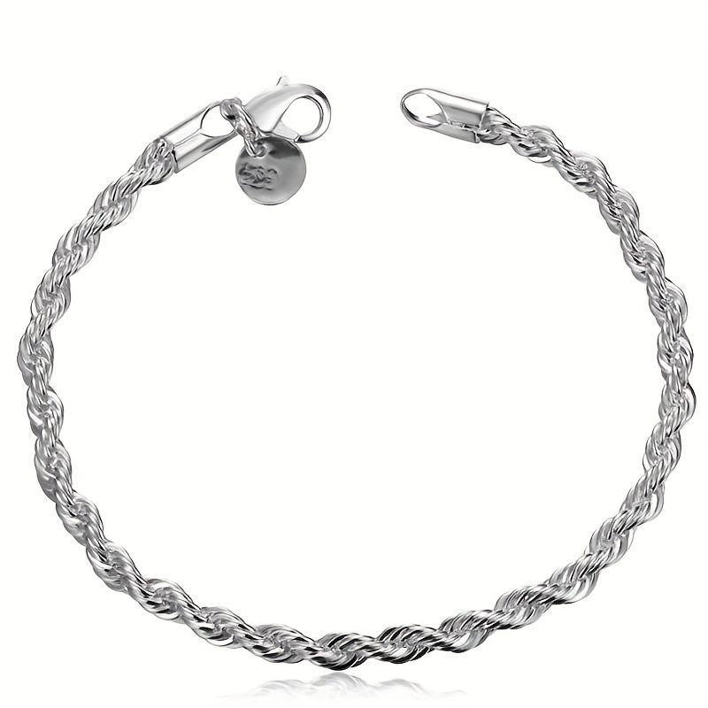 Double Layer Men Bracelet 3mm Rope Braided Bracelet Black Silver