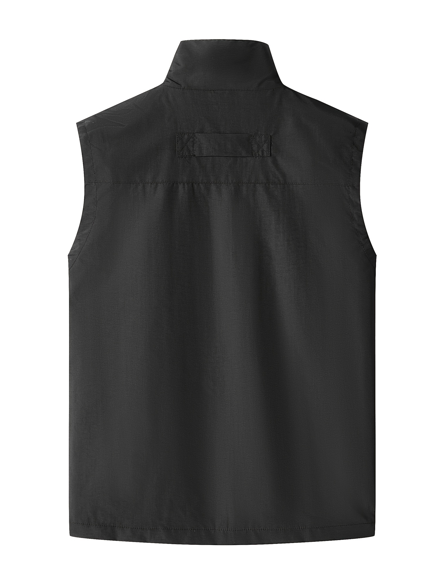 Men's Zipper Front Stand Collar Multi-Pocket Outdoor Vest Jacket