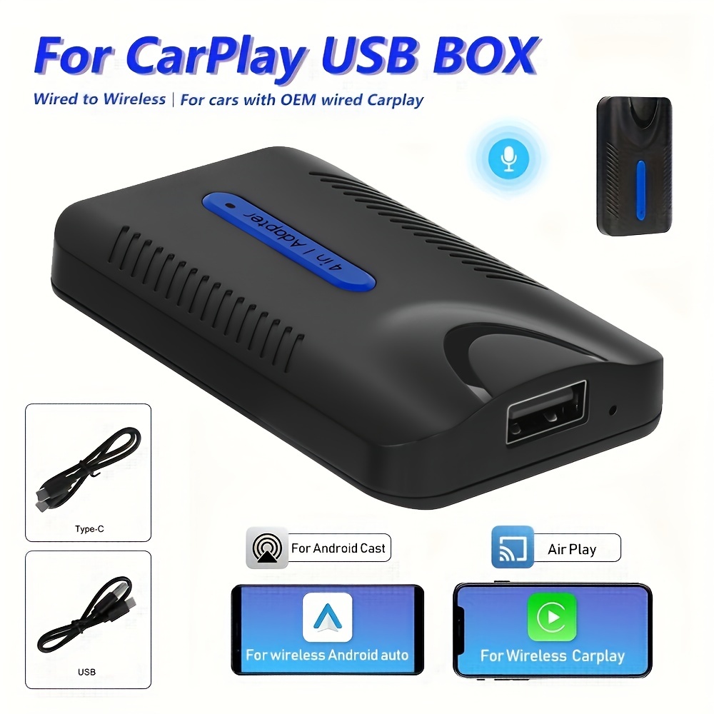 For Carplay AI Box Wired To Wireless Adapter USB Type-C Dongle For Wireless  Android Auto, AirPlay, For Android Cast