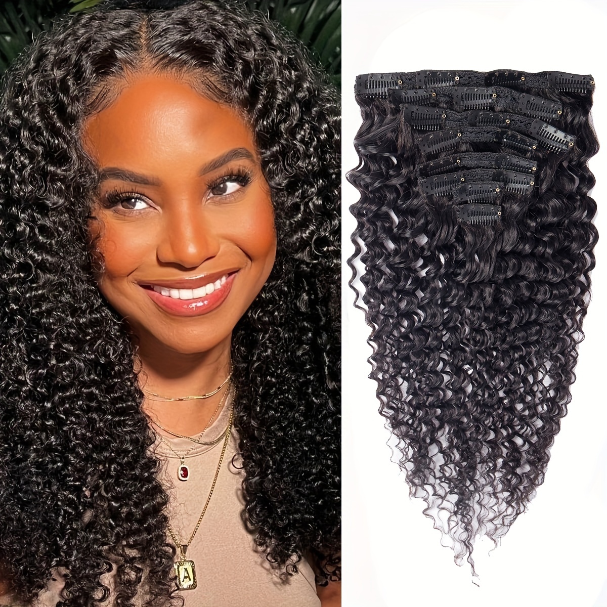 Long Body Wave Hair Extension Curly Full Head Clips In - Temu