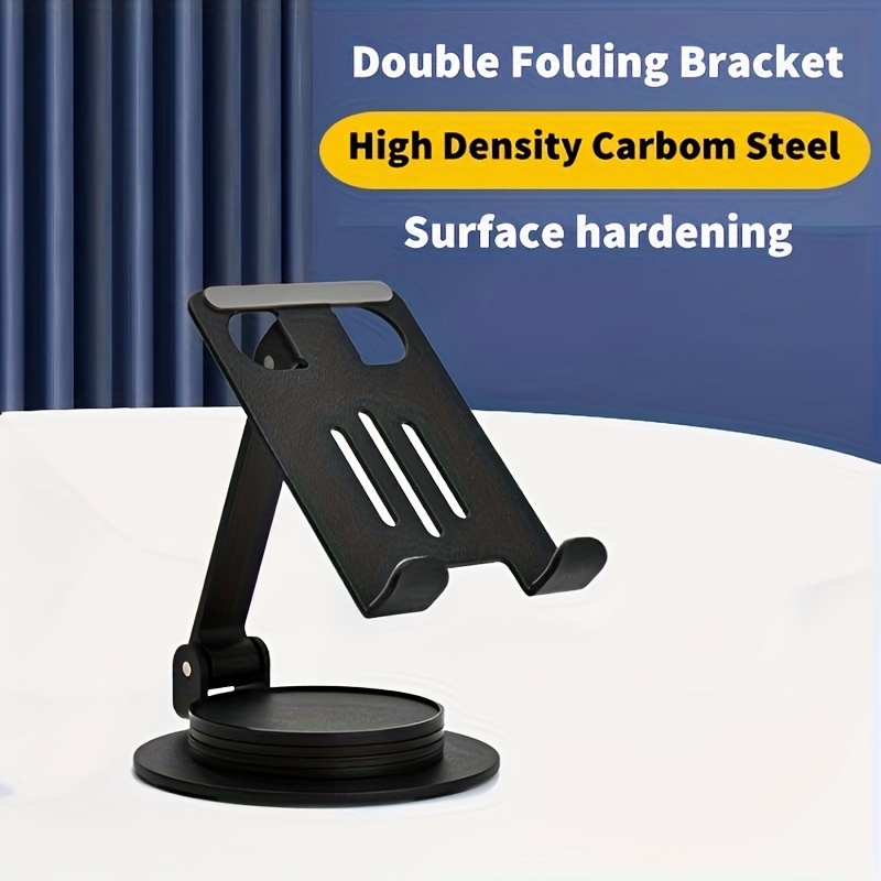 Double Folding Desktop Phone Holder Stand, Metal Desktop Phone Dock Holder,  Foldable Mobile Phone Tablet Stand Holder, Angle Height Adjustable