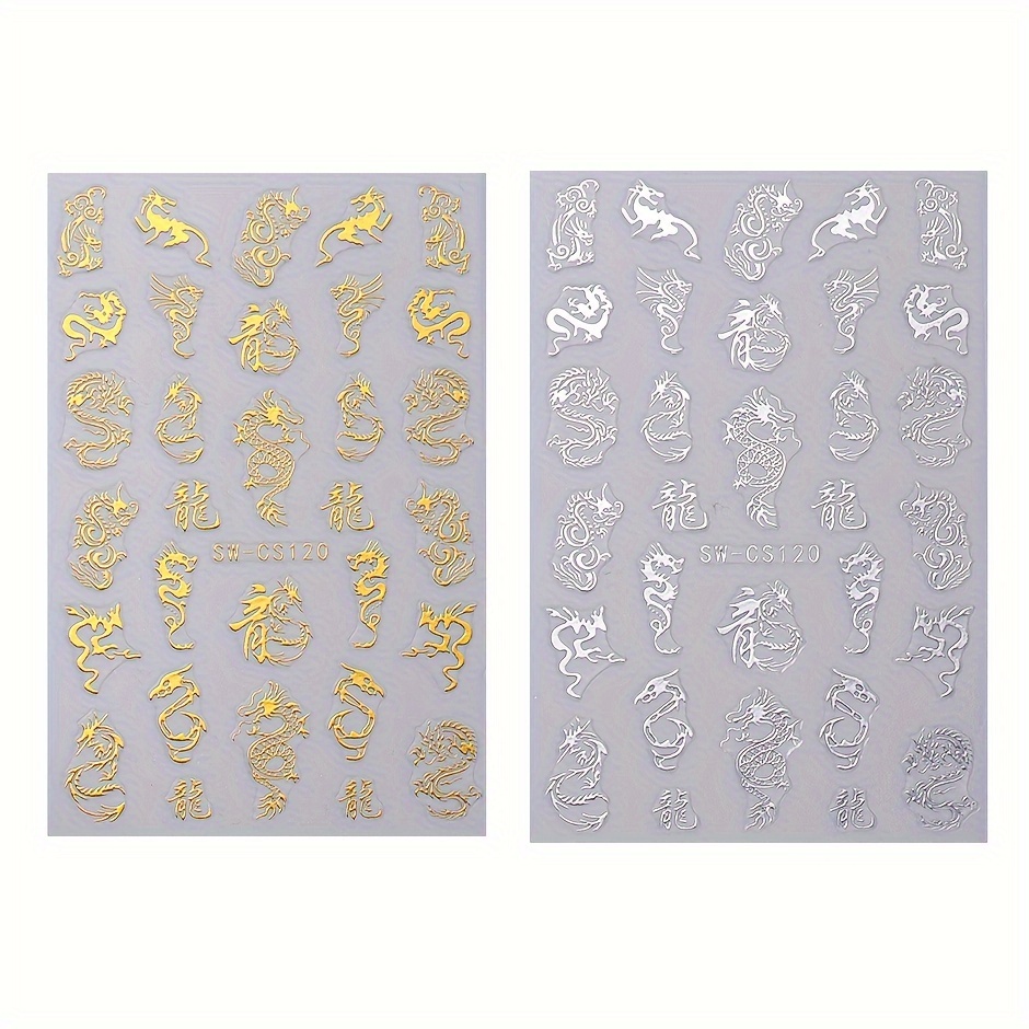 NAIL STICKER Animal, Gold Dragon & Chinese letters #DP392 - TDI, Inc