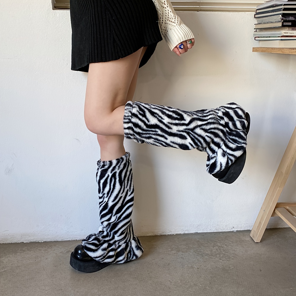 Jk Style Women's Striped Leg Warmers Knit Leg Warmers Long - Temu