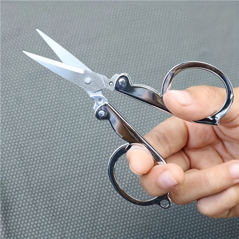 Silver Handy Folding Pocket Travel Scissors in Case Portable Multi use  KEYCHAIN