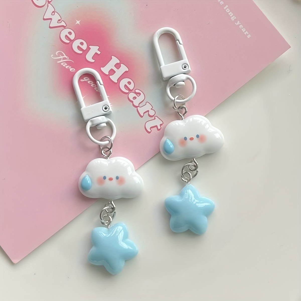 1pc Cartoon Cloud Charm Keychain, Cute Rubber Key Chain Bag