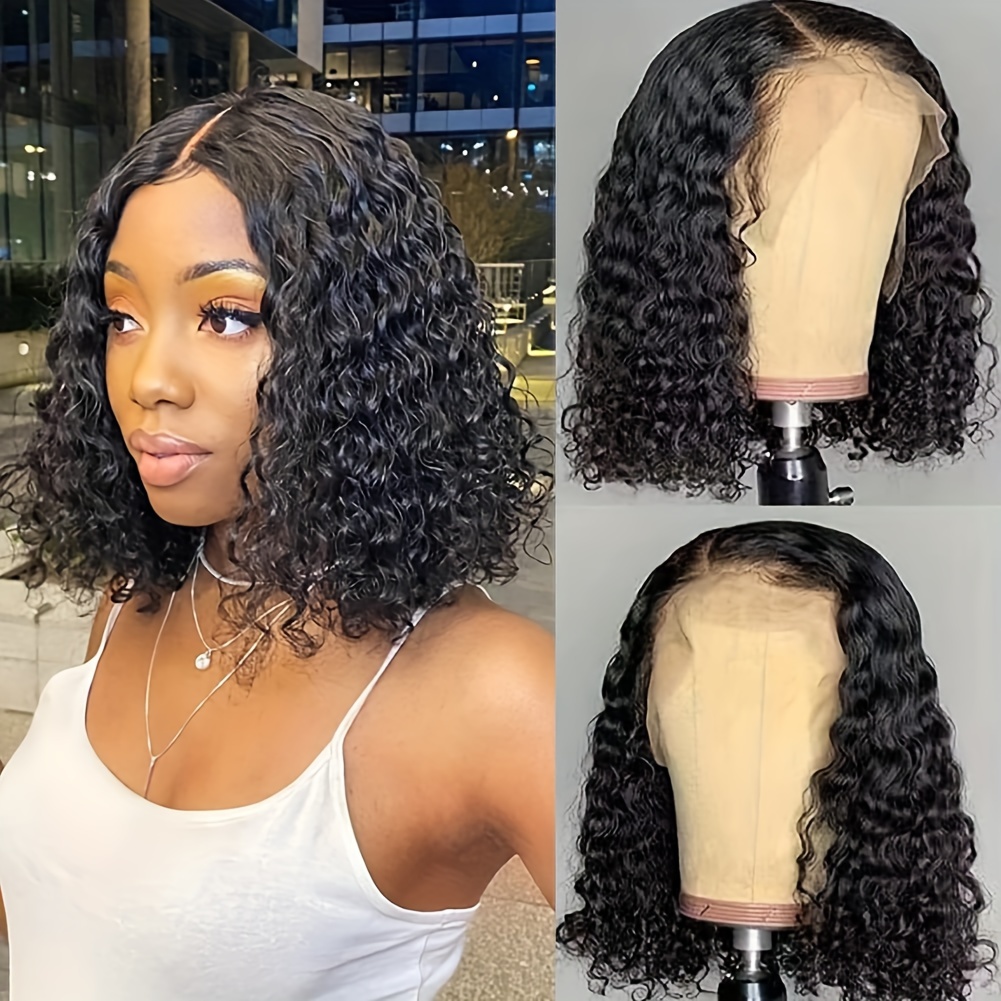 

Bob Wig Human Hair 13x4 Frontal Lace Wig For Woman Deep Wave Curly Lace Front Wig Human Hair Pre Plucked With Baby Hair 130% Density