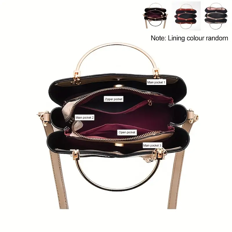 color block satchel bag trendy metal tassel decor crossbody bag womens top ring purse 9 1 7 5 4 5 inch details 6