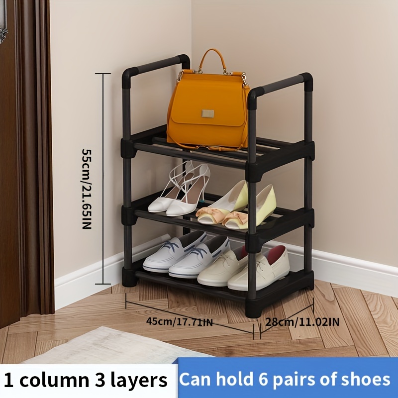 1pc Multi-Layer Shoe Rack, Shoe Storage Rack, Single Row Free Standing Shoe  Rack, Stackable Shoe Partition, Black Shoe Rack, Suitable For Porch, Close