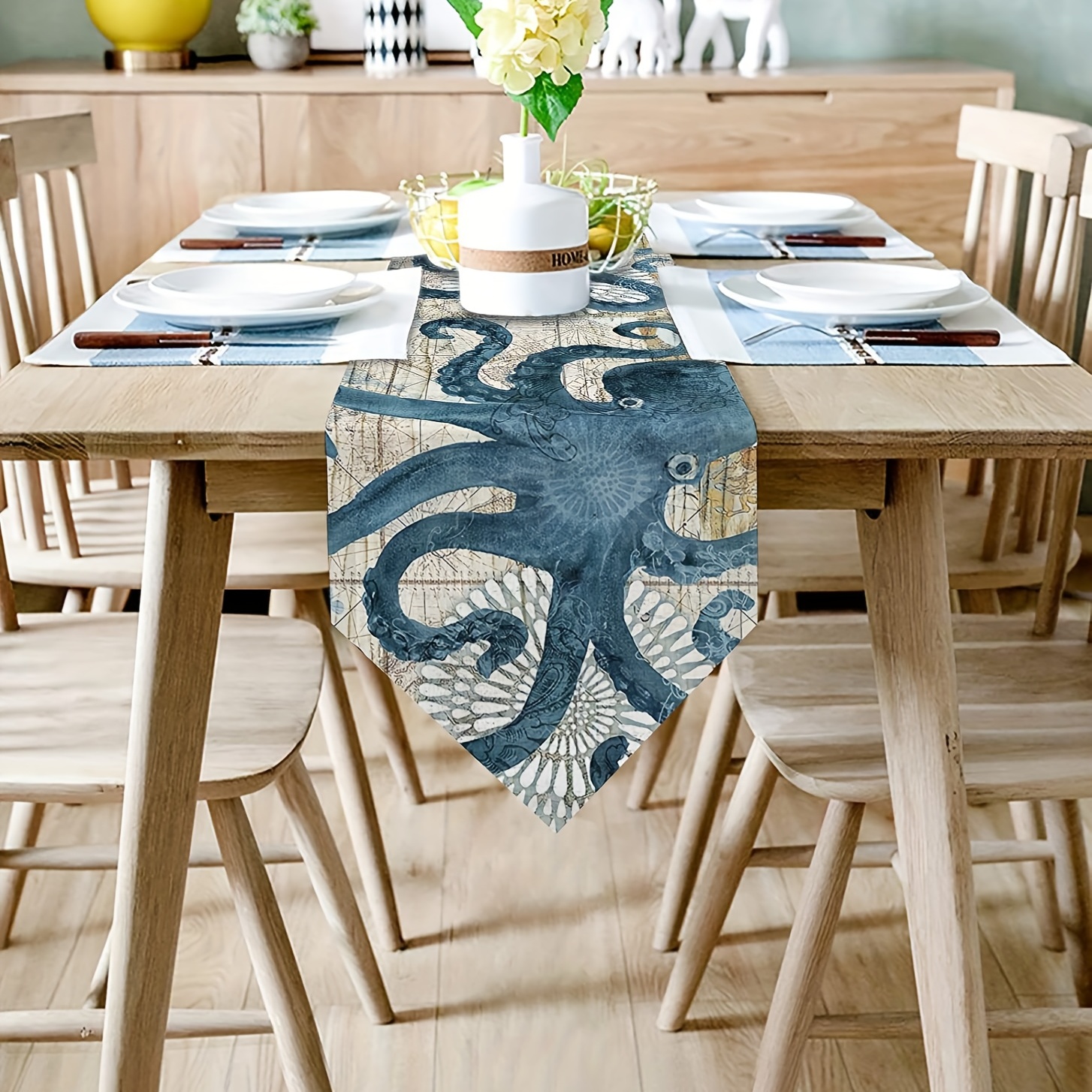 Ocean Style Linen Table Runner Summer Seashore Decor