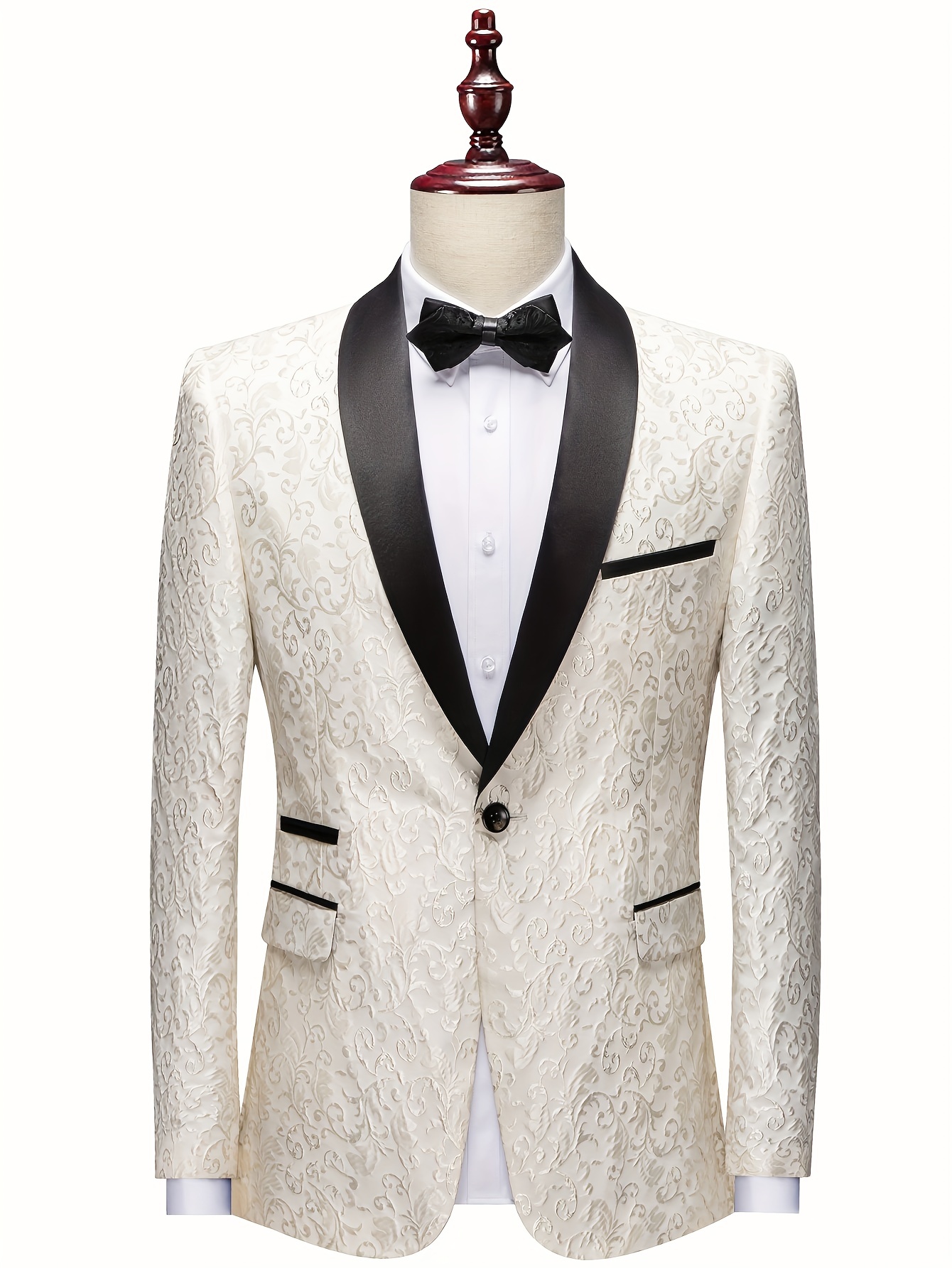 Men's Slim Fit Jacquard Shawl Collar Blazer Damask Sport Coat Tuxedo Suit  Jacket
