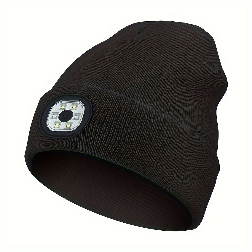 Chapeau lumineux à LED pour adultes, chapeau de lampe frontale, chapeau  tricoté