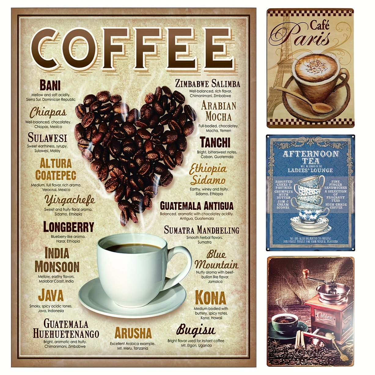 Vintage Coffee Bar Sign Kitchen Coffee Bar Wall Decor - Temu