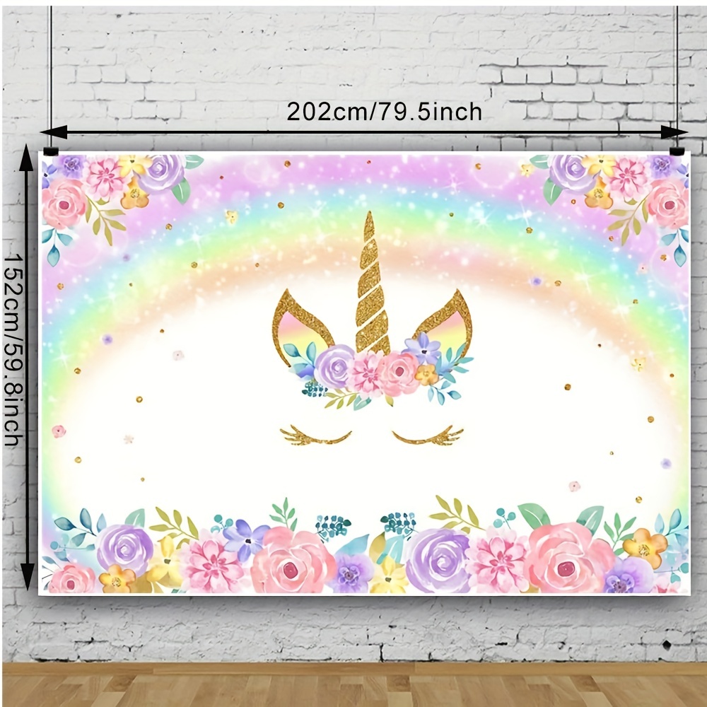  Rainbow Unicorn Backdrop for Girls Unicorn Party