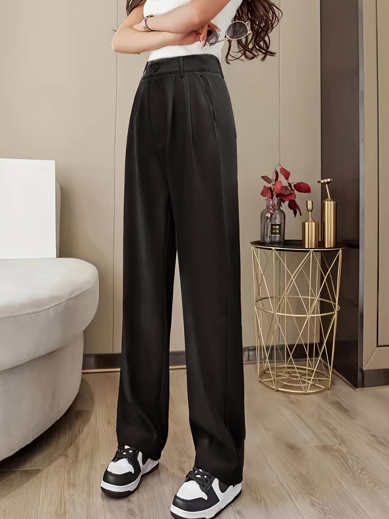 High-Waist Korean Black Pant