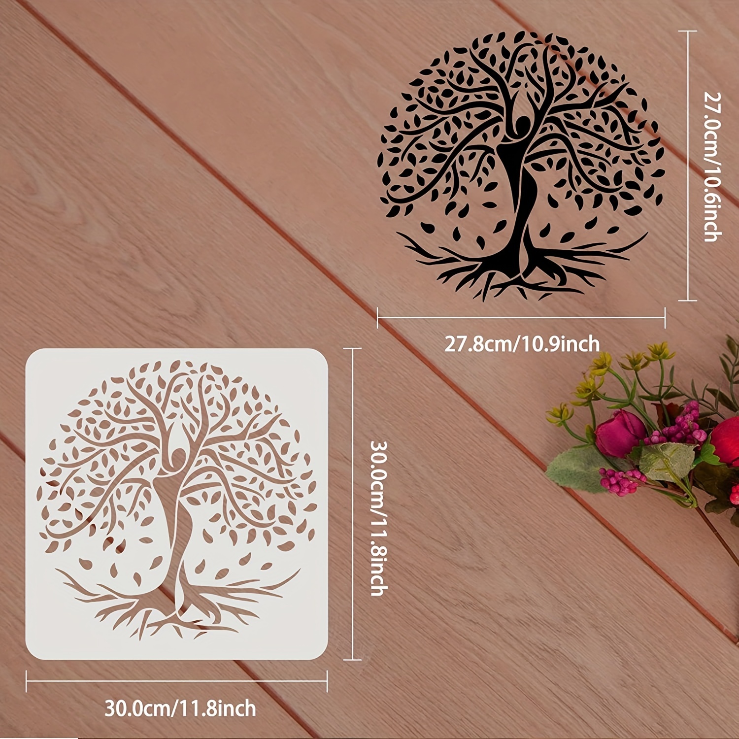Tree of Life Stencil Template 12x12 Inch Large Reusable Sign Square Tree  Stencils for Painting on Wood Wall Scrapbook Card Floor and Tile Drawing