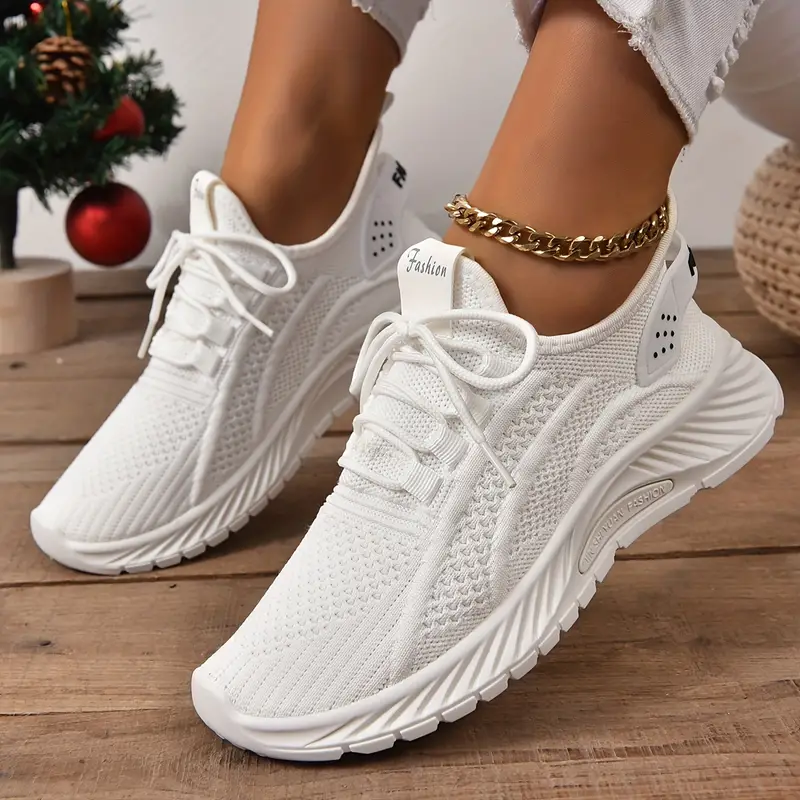 Women's Knitted Sports Shoes Lightweight Lace Low Top - Temu