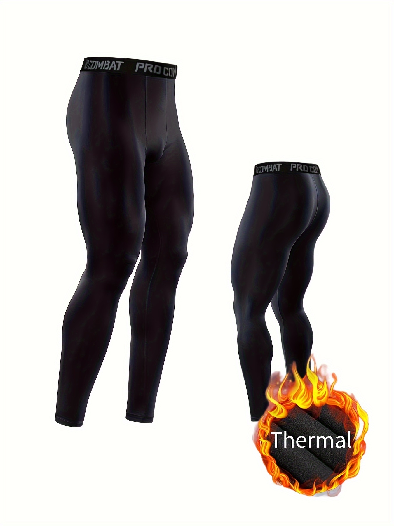 Men's High stretch Thermal Fleece Leggings: Moisture wicking - Temu