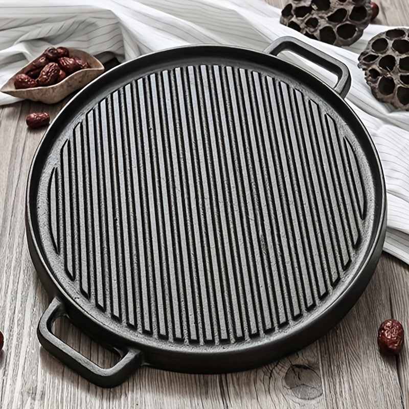 Gril Pan Cast Iron Thickened Round Baking Pan Double sided - Temu