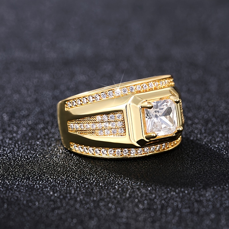 Stylish Men's Zirconia Business Ring with Four Claw Setting