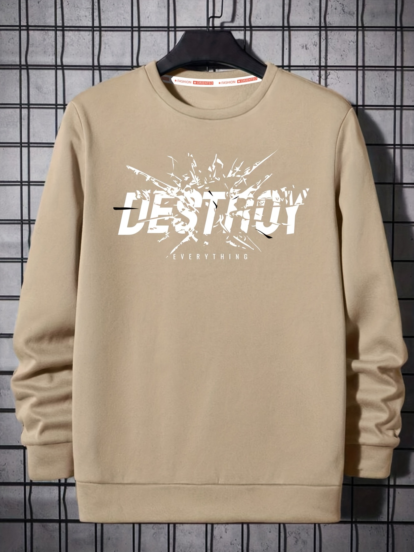 Destroy Print Trendy Sweatshirt, Men's Casual Graphic Design