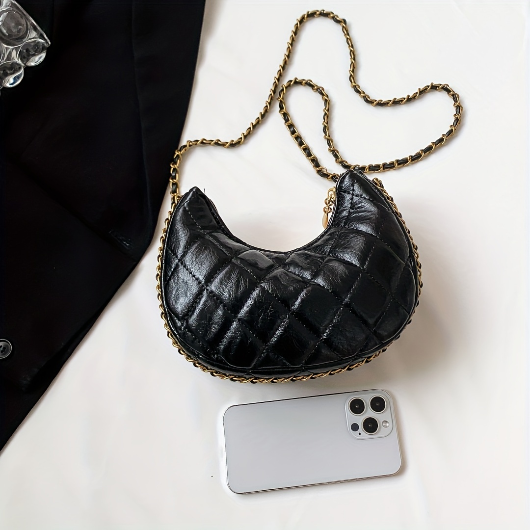 Fashionable Pu Leather Crescent Bag For Women Round Shoulder Bag