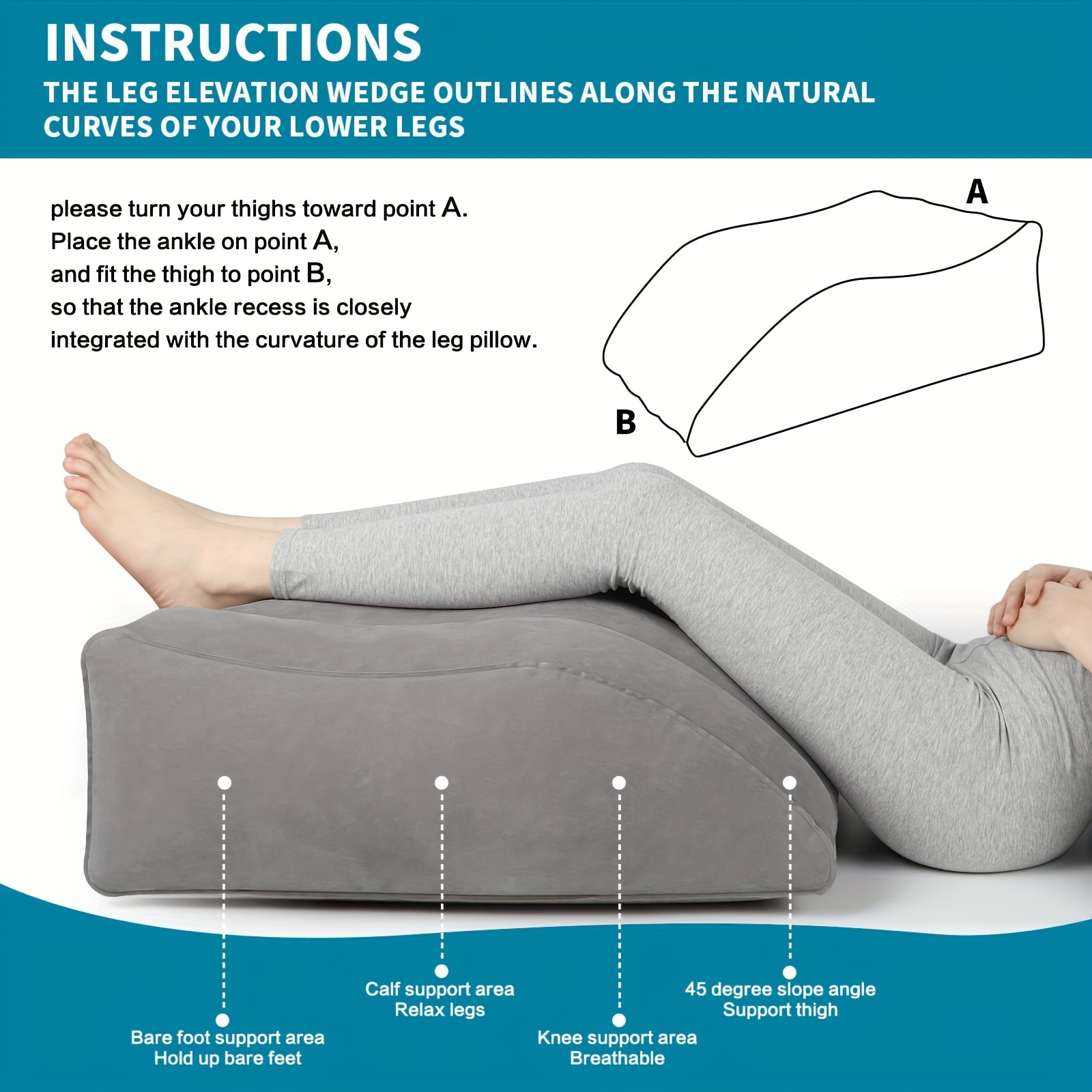 Leg Elevation Pillow Support Pillow Cushion for Rest Relieve Back Hip Knee  Pain