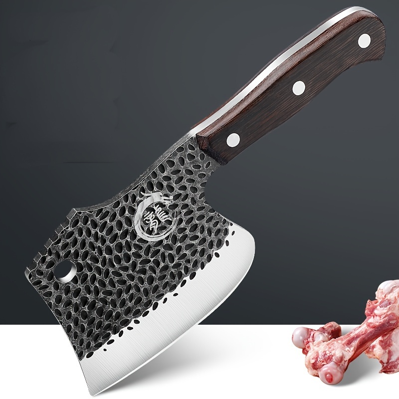  Cuchillo para carne, cuchillo de hacha gruesa de cocina para  matar huesos, cuchillo para cortar huesos para el hogar, cuchillo de cortar  resistente con mango de madera, BY KKZY (color 