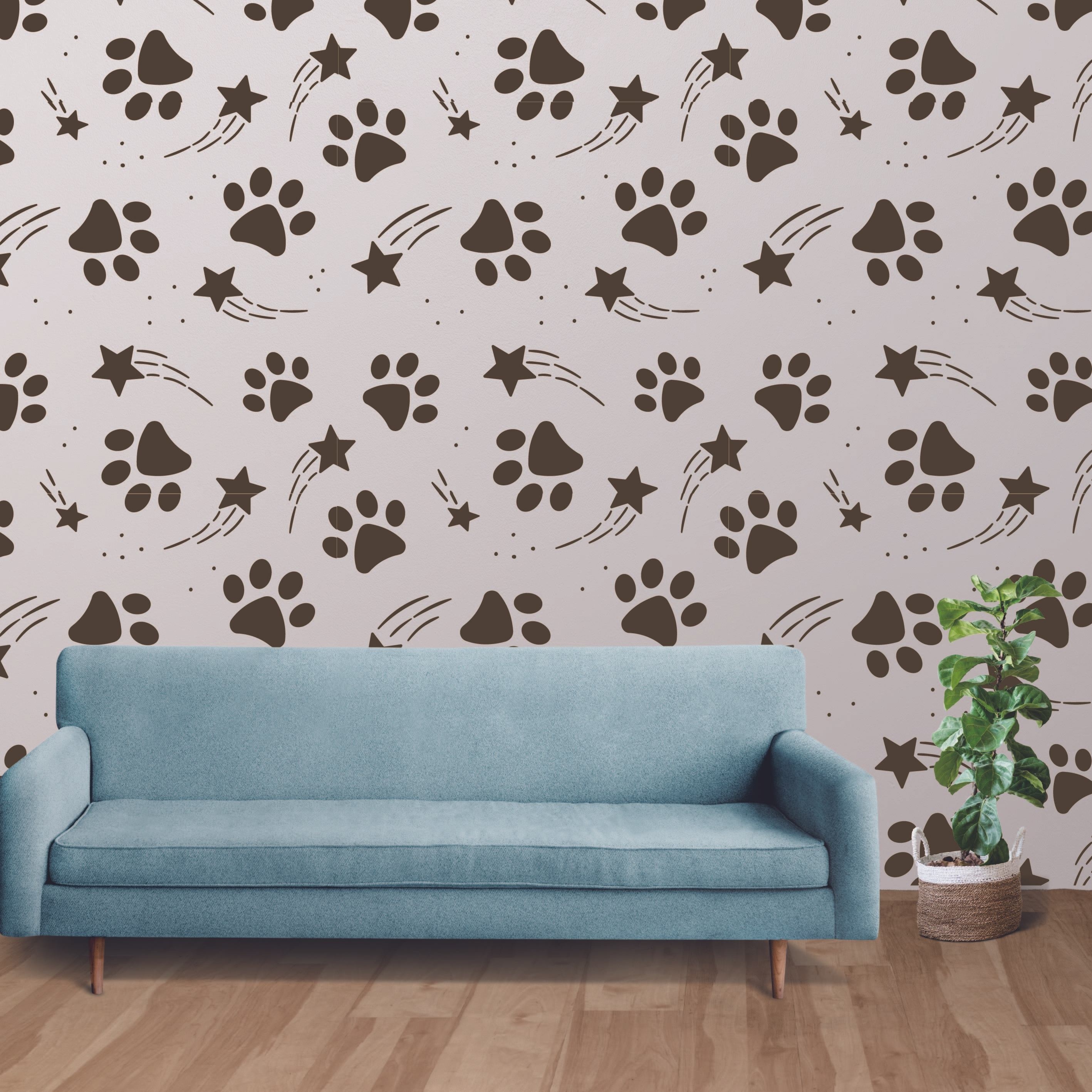 Paw Print Pattern Fabric, Wallpaper and Home Decor