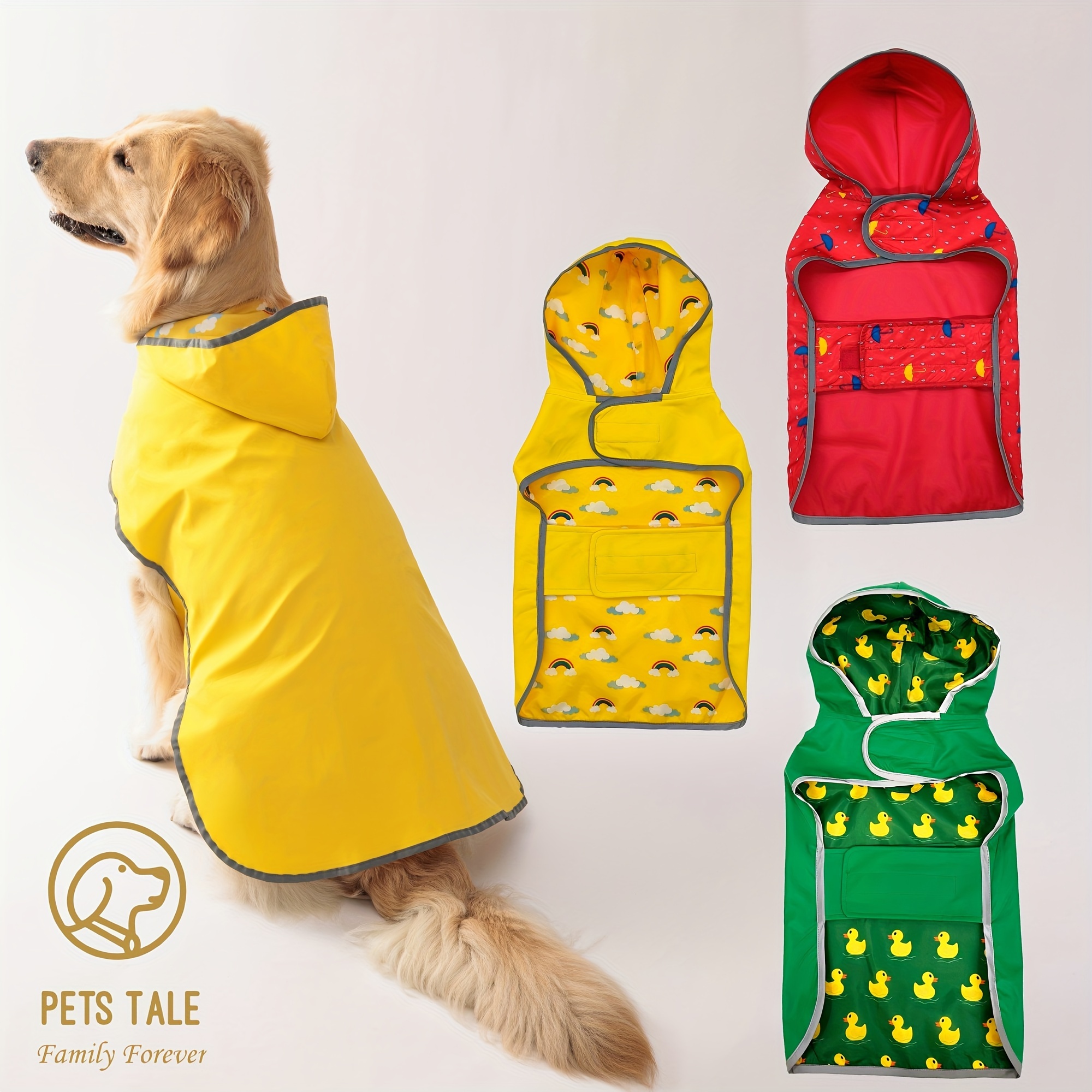 

Keep Your Pup Dry & Stylish: Double-layer Yellow Raincoat With Two-way Wear!