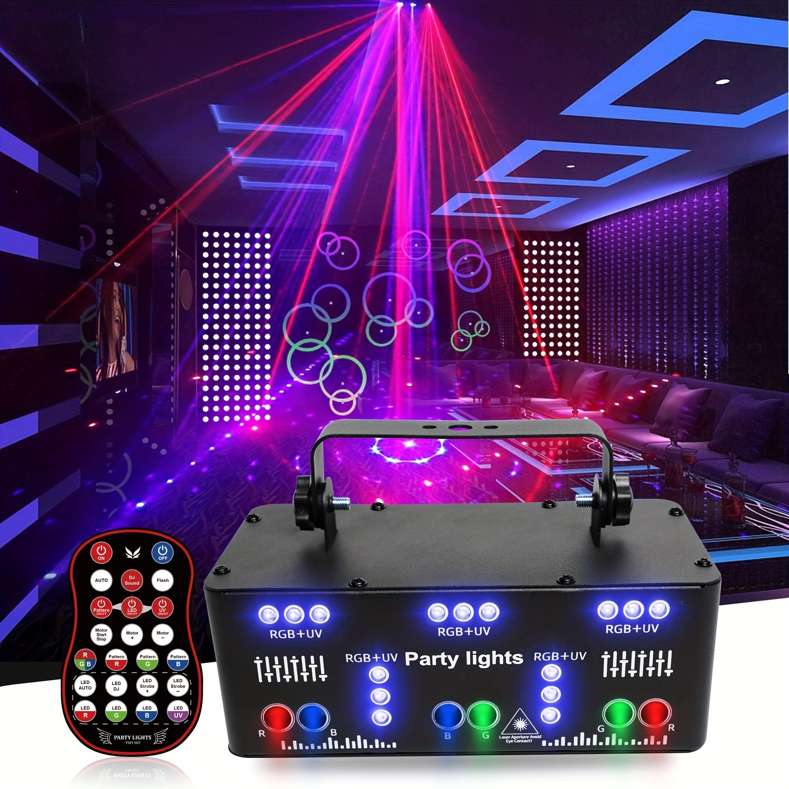 1 Stk., LED-Beleuchtung für DJ Party, 21-LED Bühnenlichter DJ Beleuchtung  Projektor, automatische Mini-Blitzlichter, musikgesteuert, mit