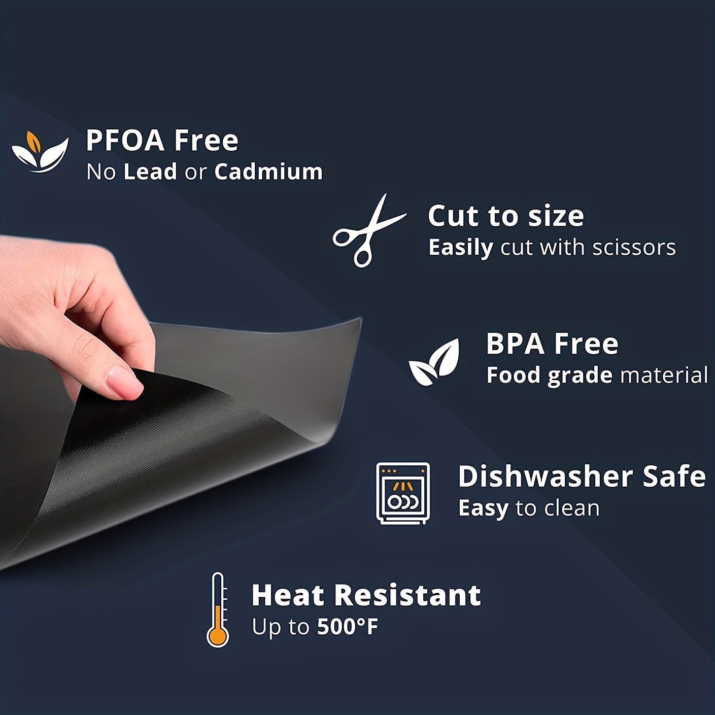 2PCS Large Non Stick Oven Liner Reusable Dishwasher Safe Baking Mats Spill  Pads
