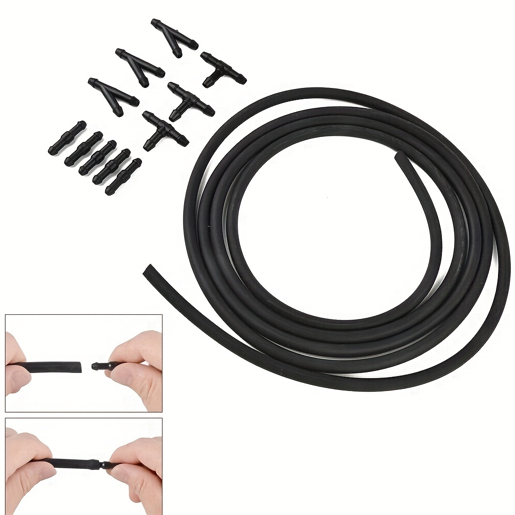 TEMU Car Windshield Washer Hose, With Connector Tool Kit, T-piece Hose Connector, Hose Splitter Connector, Universal Nozzle Hose Connector