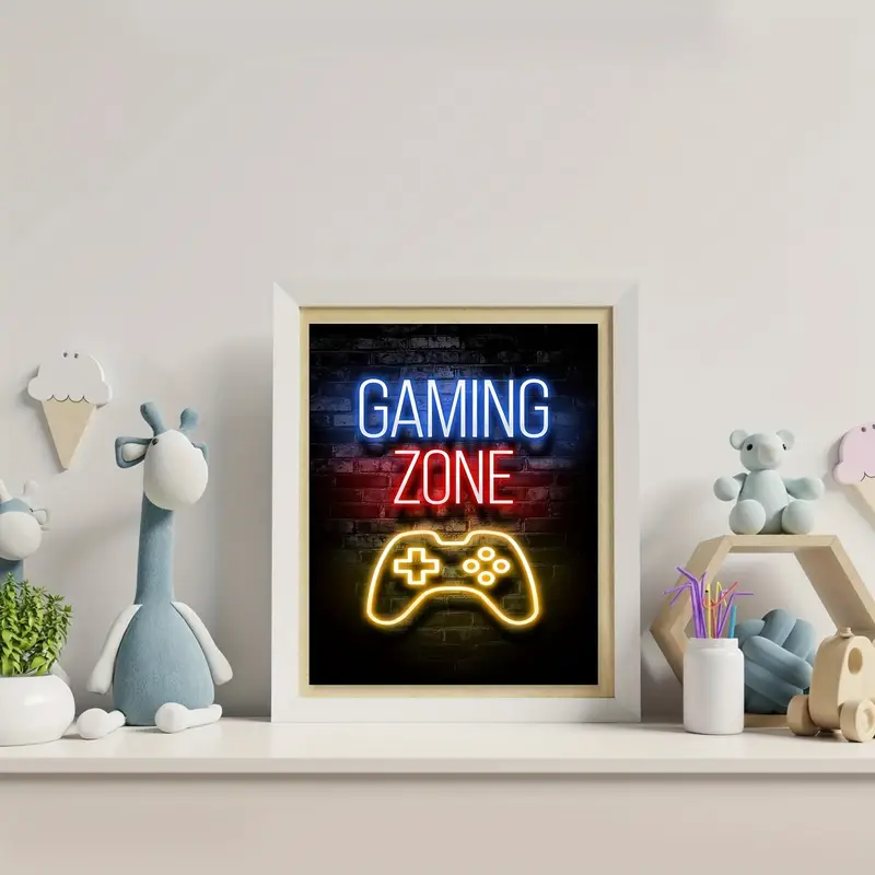 3pcs unframed neon gaming poster wall art decals for home and playroom decor fashionable canvas painting with game zone design details 5