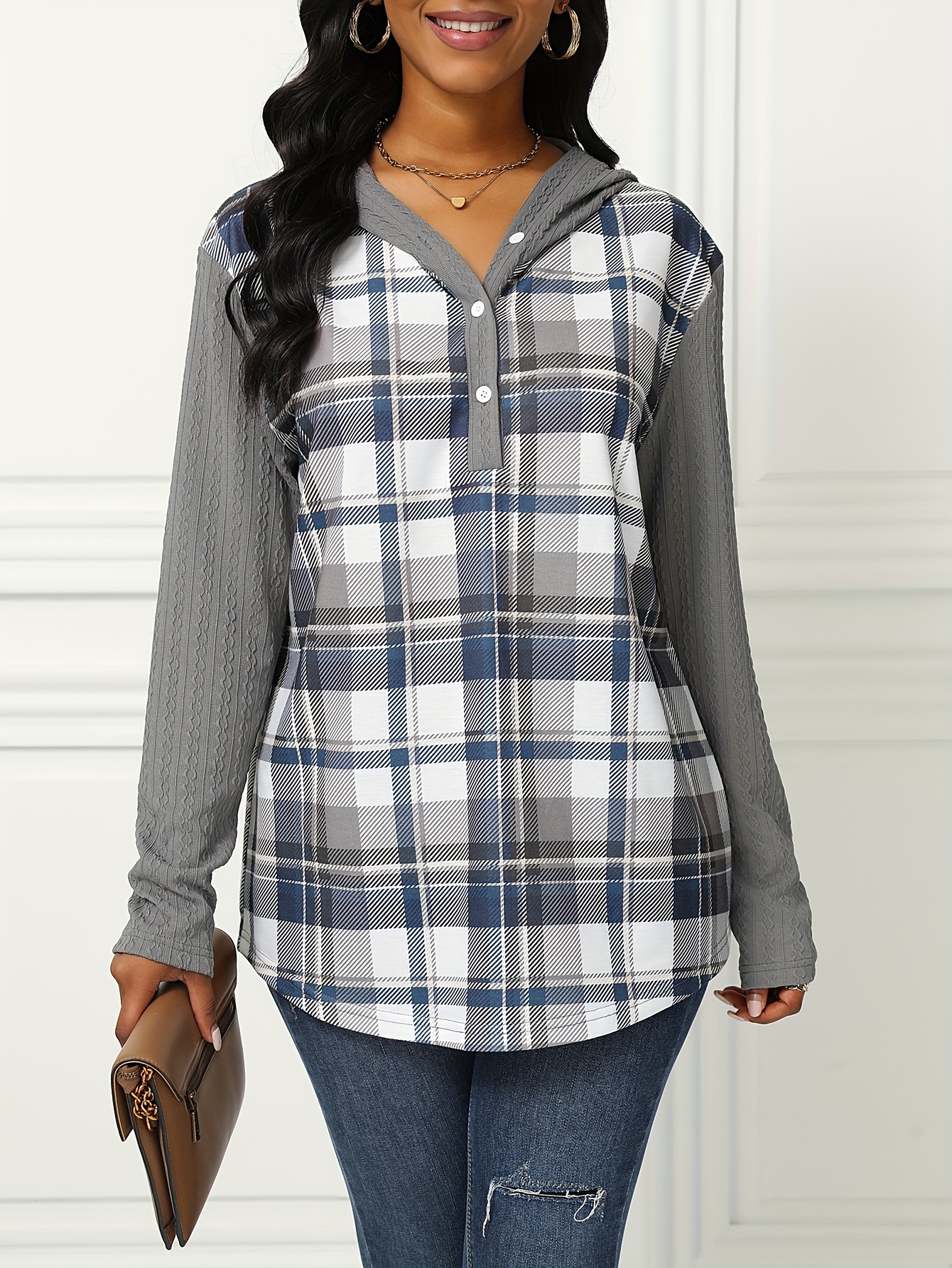 Checkered clearance sweatshirt womens