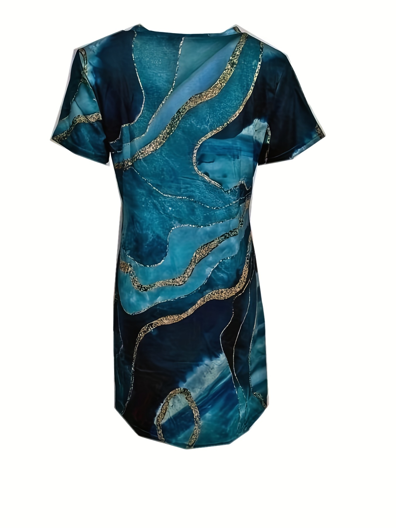 Marble Print Longline Crew Neck T shirt Casual Short Sleeve Temu