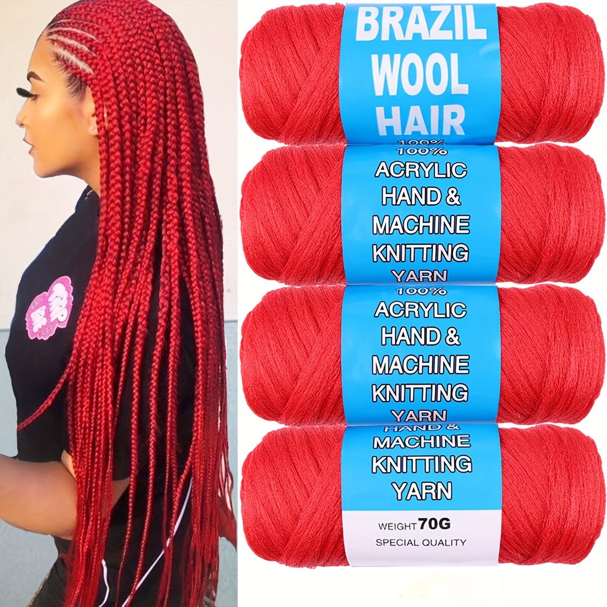 Natural Black Brazilian Wool Hair Acrylic Yarn For African - Temu
