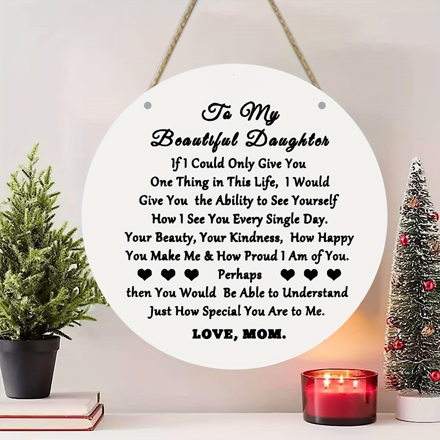 From Daughter To My Mom Round Wooden Sign Gift For Mom - Temu