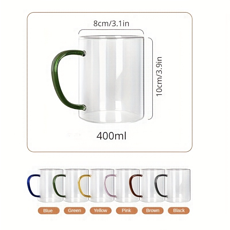 Colorful Glass Handle Cup Clear Heat Resistant Borosilicate Glass