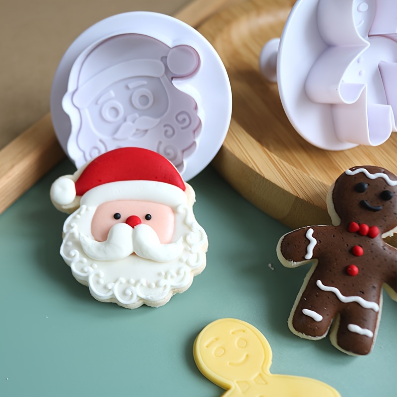 3pcs/set Christmas Santa Cookie Cutters and Stamps 3D Santa Claus Fondant  Biscuit Press Molds Cake Decor Tools Baking Supplies - AliExpress
