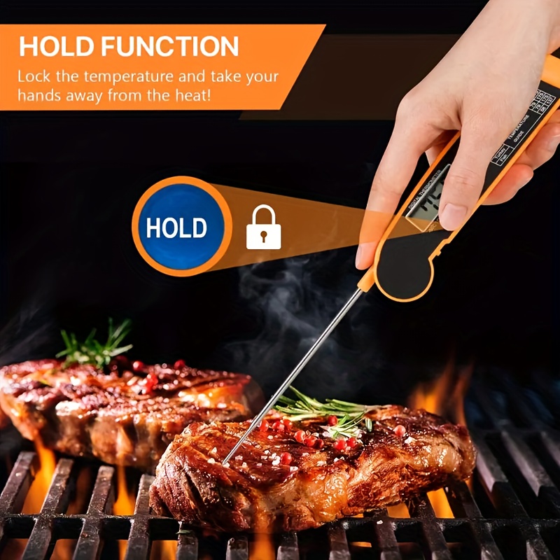 Digital Meat Thermometer, Food Thermometer, Thermometer With Folding Probe  Timer Alarm, Kitchen Thermometer For Barbecue Rotisserie Oven Baking,  Kitchen Accessaries - Temu
