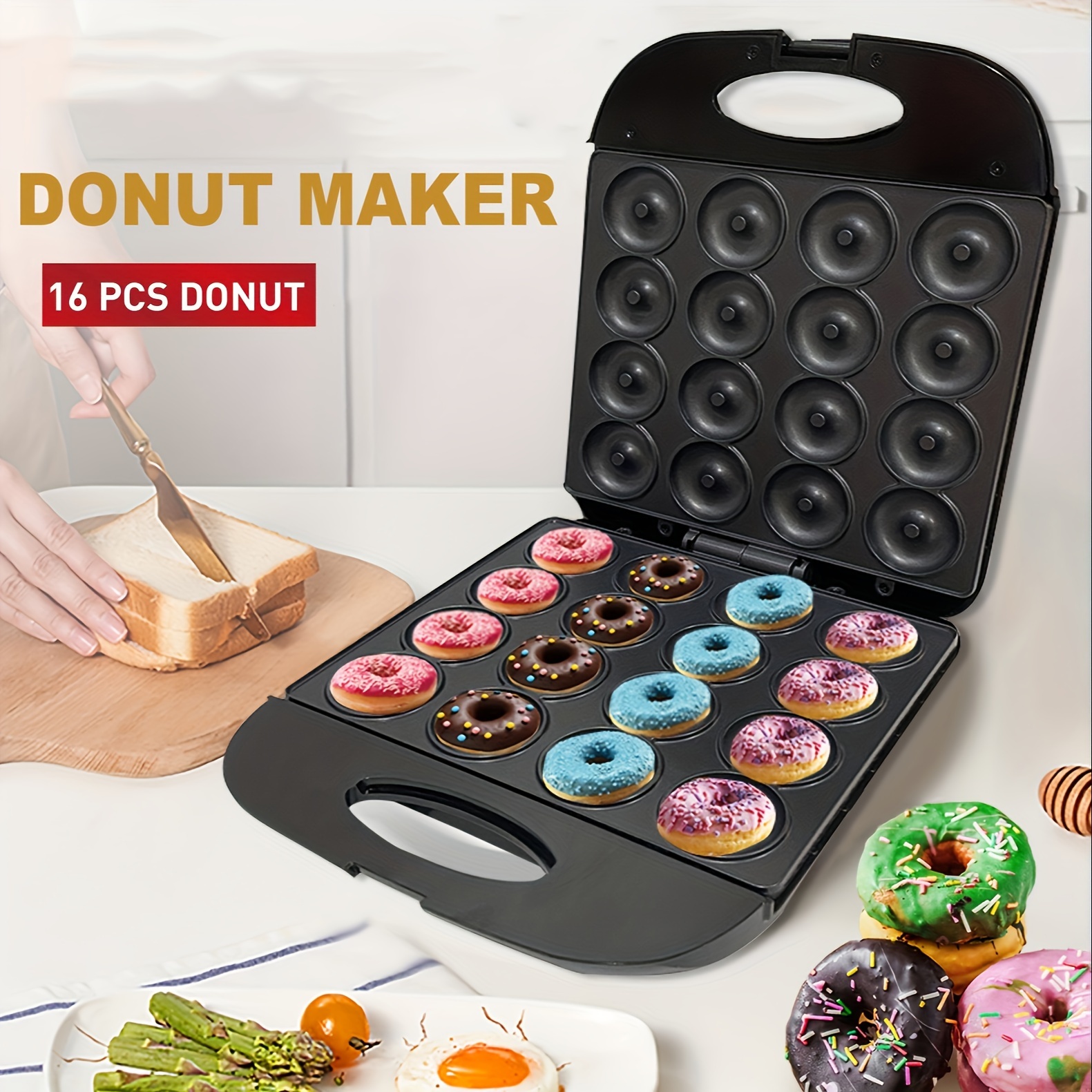 Donut Maker, Bread Maker, Breakfast Maker, Super Mini Donut Maker, Easy To  Use, Non Stick, 7 Small Donuts - Temu