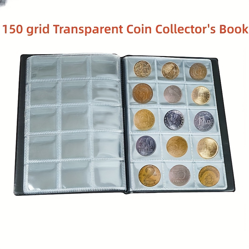 1pc 150 Grid Transparent Coin Collector's Book, Coin Organiser, Small Stamp  Collector's Page, Coin Loose Leaf, Ancient Coin And Commemorative Coin Co