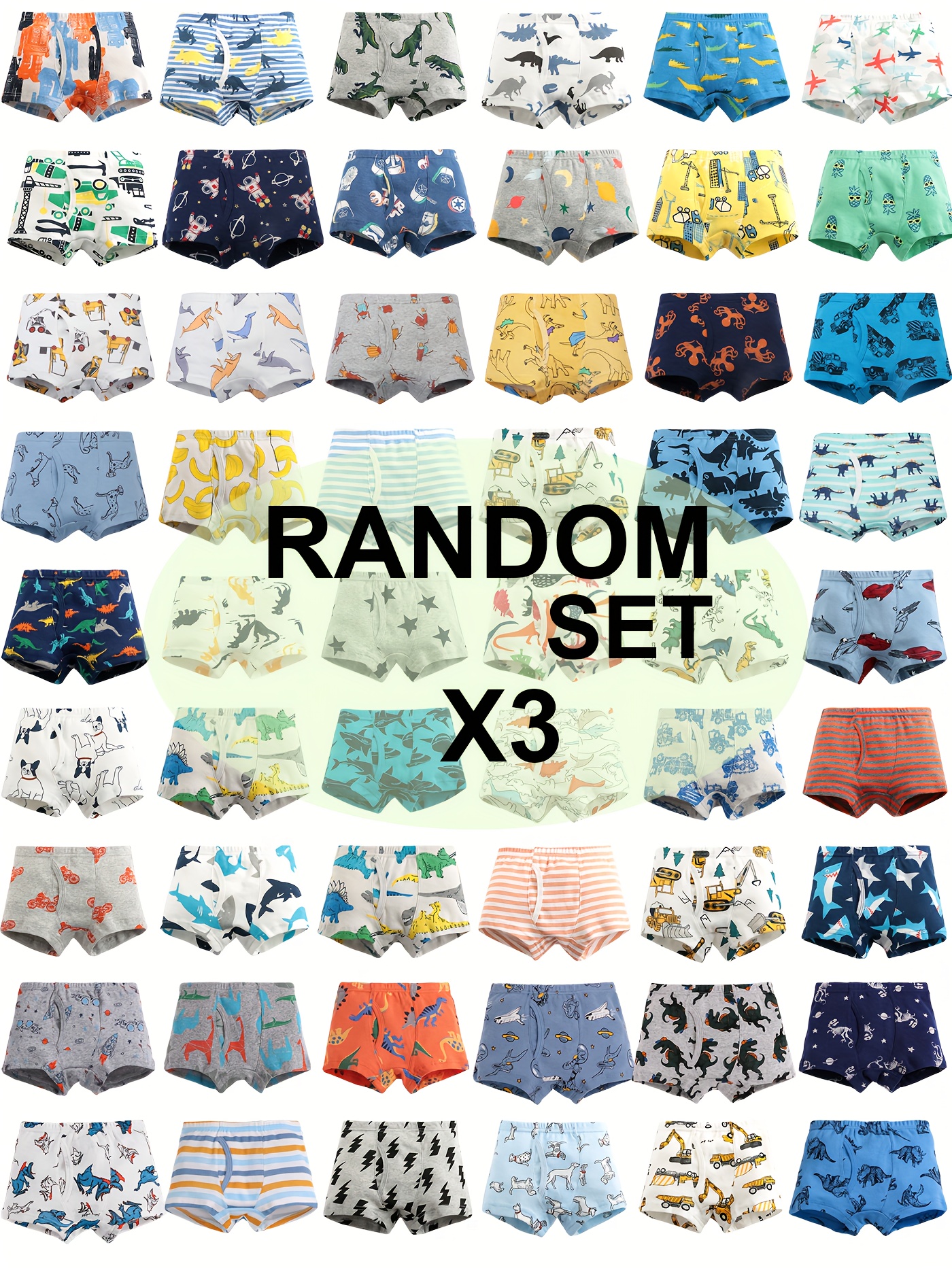 3pcs Toddler Boys Cotton Underwear Soft Breathable Cartoon Random Pattern  Comfy Boxers Briefs