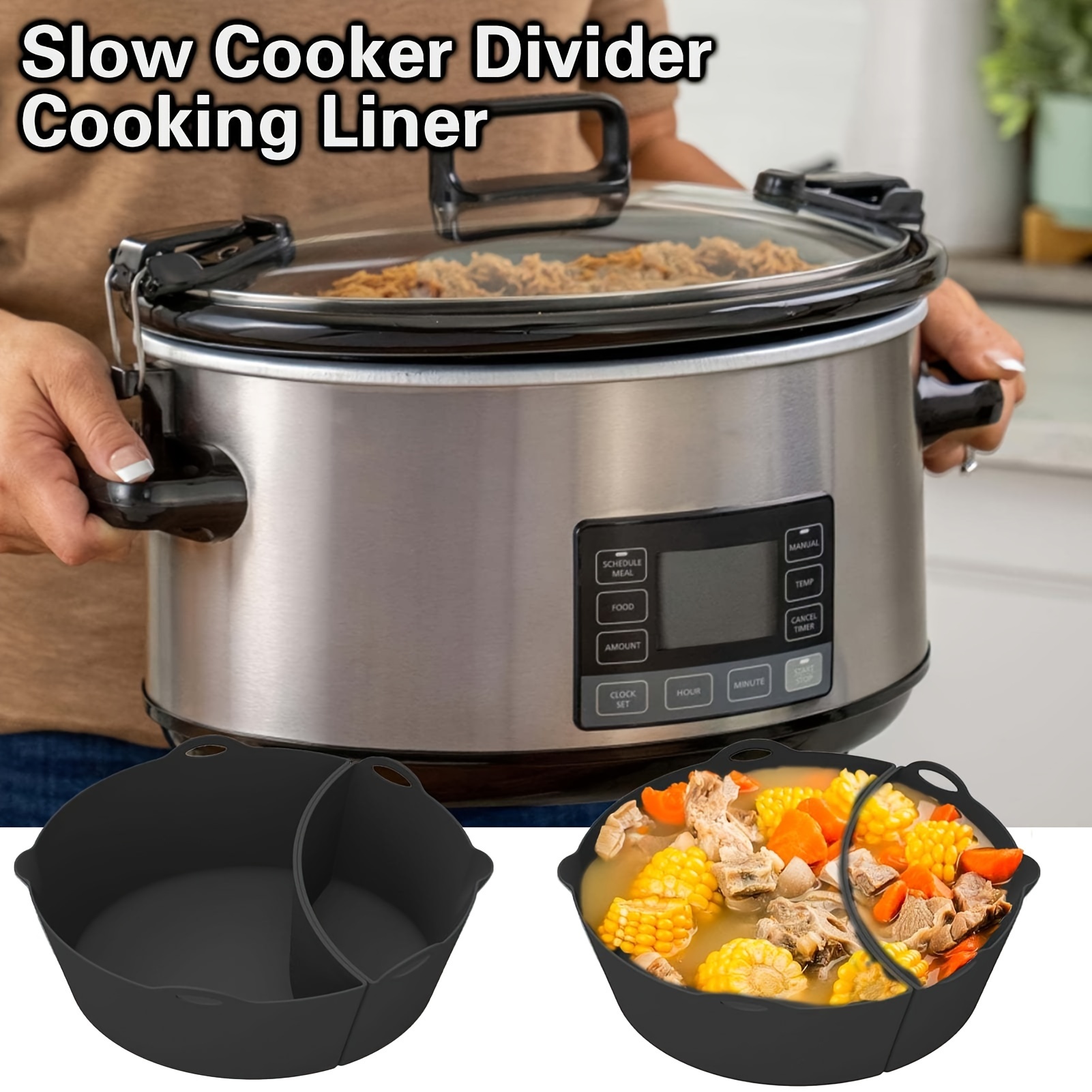 Crockpot Divider Liner, Stew Pot Divider, Silicone Slow Stew Pot