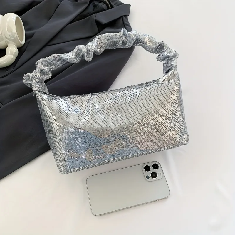 Glitter Sequin Ruched Hobo Bag, Bling Sparkle Shoulder Bag, Women's Fashion  Handbag & Purse For Wedding Party Prom Cocktail - Temu Philippines
